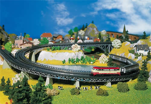 Faller 222542 N Scale Curved Steel Bridge -- 7-1/2" 19.3cm Radius