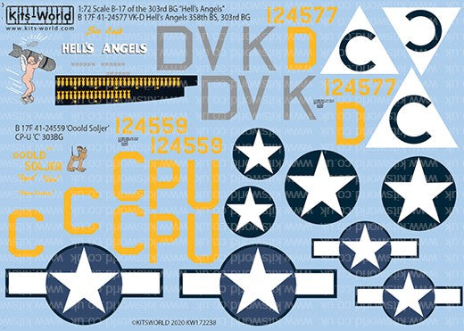 Warbird Decals Kits World 172238 1/72 B17/F 303rd BG, 358th BS Hell's Angels, Ooold Soljer