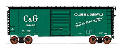 Intermountain Railway 45487 HO Scale 40' PS-1 Boxcar - Ready to Run -- Columbus & Greenville (green, black, white, Heart of Dixie Slogan)