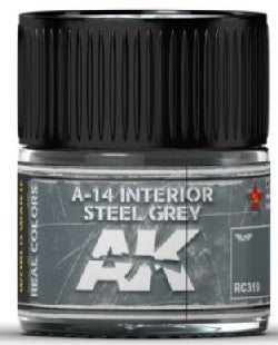 AK Interactive RC319 Real Colors: A14 Interior Steel Grey Acrylic Lacquer Paint 10ml Bottle