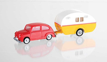 Eko 2144 HO Scale Seat 600 -- with Camping Trailer - Assembled