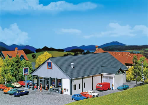 Faller 232204 N Scale Aldi Supermarket - Kit -- 5 x 7-5/16 x 2-3/16" 12.5 x 18.5 x 5.5cm