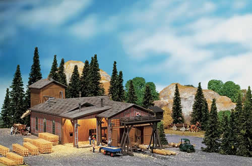 Faller 232248 N Scale Sawmill w/Built-On Sawdust Tower & Small Railroad Crane/less motor -- 9-1/16 x 5-1/8 x 3-5/8" 23 x 13 x 9.2cm