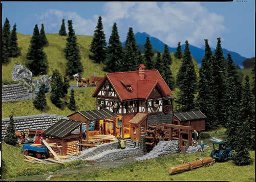 Faller 232255 N Scale Sawmill (Non-Powered) - Painted/Weathered -- 7-1/16 x 4-1/2 x 3-1/8" 18 x 11.4 x 8cm
