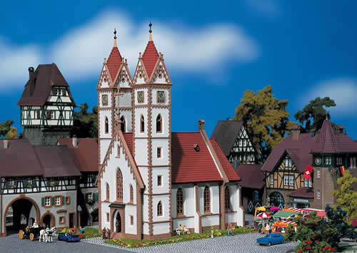 Faller 232271 N Scale Large Town Church -- 6-1/4 x 3-1/4 x 8-5/8" 15.6 x 8.2 x 21.5cm