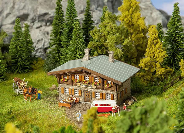 Faller 232338 N Scale Mountain Rescue Chalet -- Weathered Kit - 3-9/16 x 2-1/16 x 2" 9 x 5.2 x 5cm