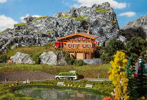 Faller 232356 N Scale Moser-Hutte Alpine Hut -- Weathered Kit - 9.8 x 6.9 x 6.8cm