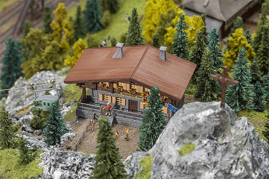 Faller 232372 N Scale Motorized Passenger & Freight Cableway -- Kit - 2 Buildings & 39-3/8" 1m Cableway