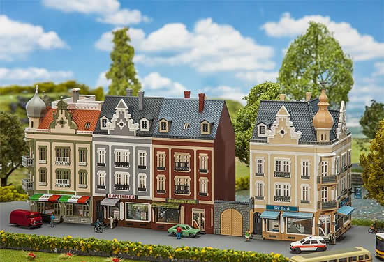 Faller 232385 N Scale Beethovenstrasse Row of Downtown Structures -- Kit - 4 Buildings