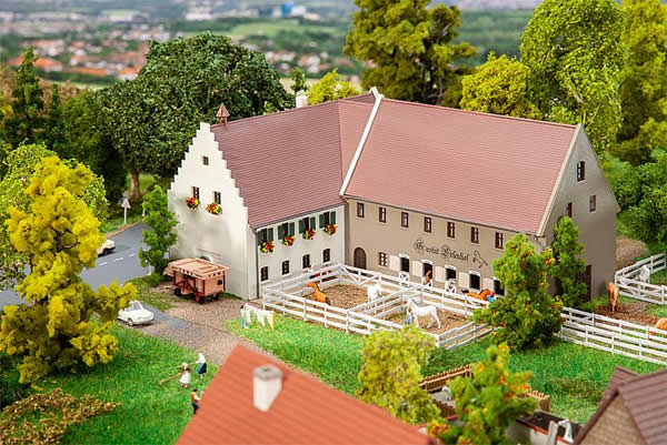Faller 232398 N Scale Horse Farm -- Kit - 7-1/16 x 4-15/16 x 3-5/8" 17.9 x 12.5 x 9.1cm