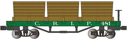 Bachmann 15556 N Scale Old-Time Wood Tank Car with 3 Tanks - Ready to Run -- Rock Island (green)