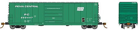 Rapido Trains 139002 HO Scale Evans X72A Boxcar 6-Pack - Ready to Run -- Penn Central Set 1 (Jade Green, white, Small Logo)