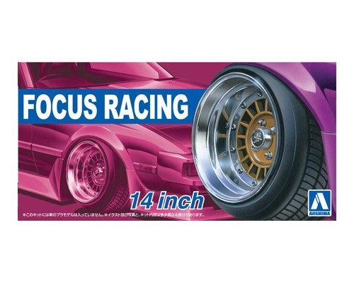 Aoshima 53744 1/24 Focus Racing 14" Tire & Wheel Set (4)