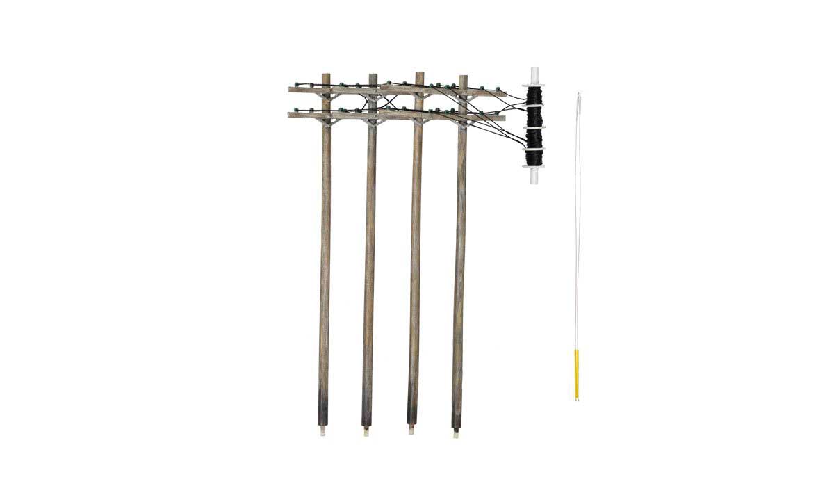 Woodland Scenics 2266 HO Scale Pre-Wired Poles - Utility System -- Double-Crossbar