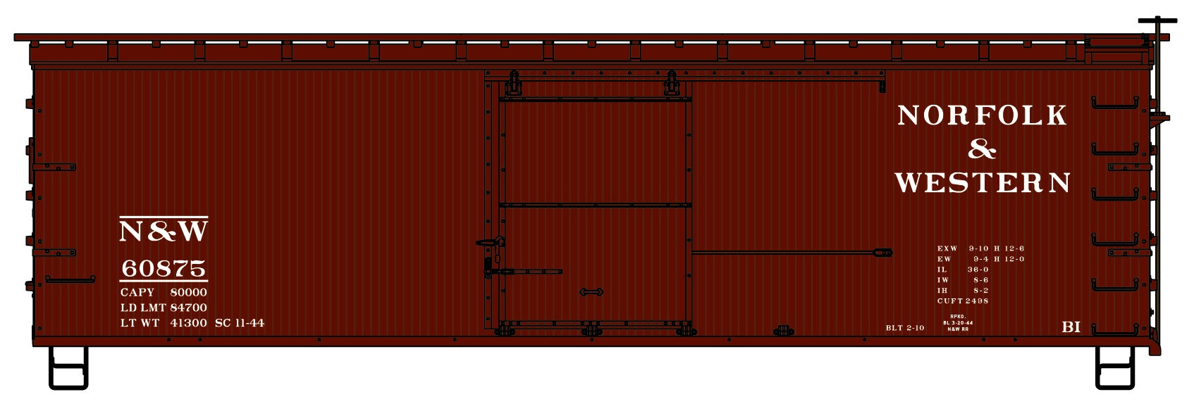 Accurail 1804 Ho 36'Dbl Sht Wood Boxcar N&W