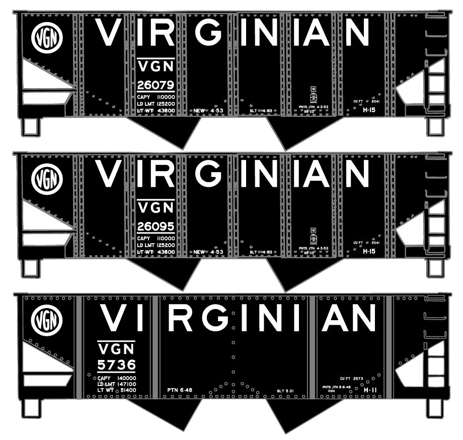 Accurail 8081 Ho Hoppers Virg 3#Set