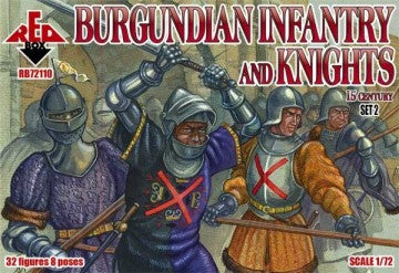 Red Box Figures 72110 1/72 Burgundian Infantry & Knights XV Century Set #2 (32)
