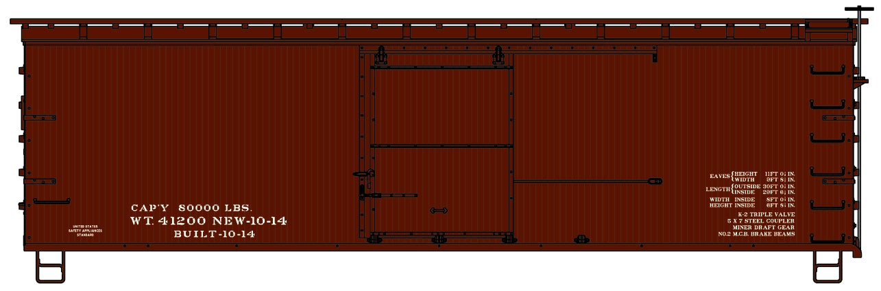 Accurail 1799 Ho 36'Dbl Sht Wood Boxcar Data