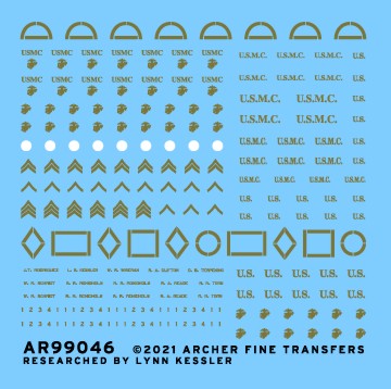 Archer Fine Transfers 99046 Waterslide Decal: 1/35 WWII USMC Uniform Patches