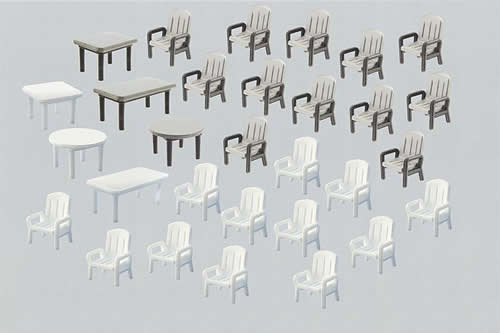 Faller 272441 N Scale 6 Tables & 24 Patio Chairs