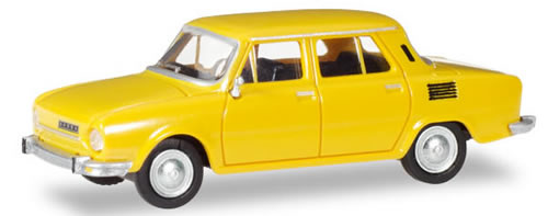 Herpa 28820 HO Scale Skoda 110 L 4-Door - Assembled -- Honey Yellow