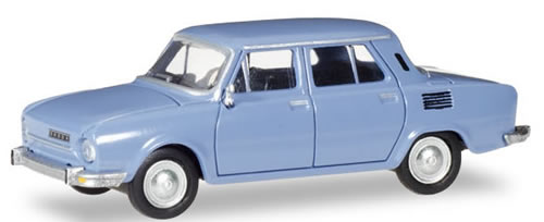 Herpa 28837 HO Scale Skoda 110 L 4-Door - Assembled -- Dove Blue