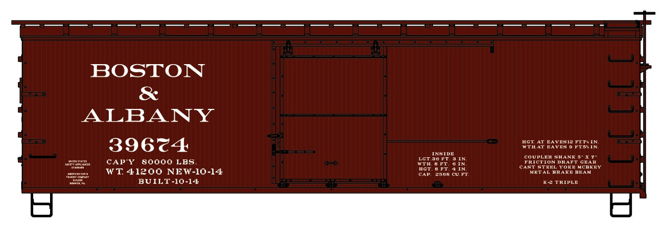 Accurail 1306 Ho 36' Dbl Sht Wood Boxcar B&A