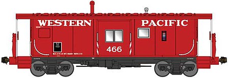 Bluford Shops 44191 N Scale International Car Bay Window Caboose Phase 4 - Ready to Run -- Western Pacific 468 (As-Delivered 1973, red, white)