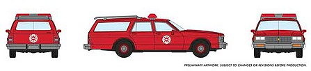 Rapido Trains 800011 HO Scale 1980-1985 Chevrolet Impala Station Wagon - Assembled -- Fire Chief (red)