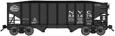 Bluford Shops 65275 N Scale 8-Panel 2-Bay Open Hopper with Load - Ready to Run -- New York Central 832537 (black, NYC System Logo)