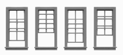 Tichy Trains 8069 HO 4/4 Dbl Hung Window w/Glazing & Shades 27"w x 62"h (12) (D)