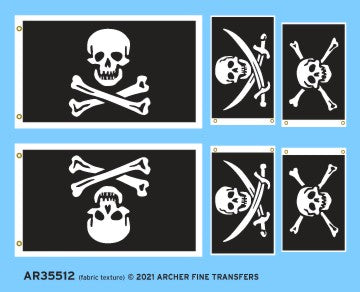 Archer Fine Transfers 35512 Fabric Texture Applique: Pirate Flags (3) (Various Scales)