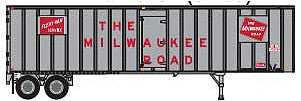 Trainworx 4043412 N Scale Flexi-Van 40' Exterior-Post Semi Trailer with Curb Door - Assembled -- Milwaukee Road 12 (silver, red, Spelled-Out Roadname and Logo)