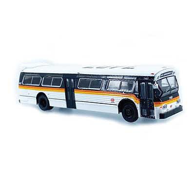 Iconic Replicas 870282 HO Scale 1980 GM 53102 (Fishbowl) Bus - Assembled -- Los Angeles RTD (Bandit, black, white, orange, red)