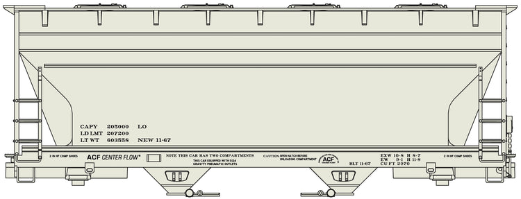 Accurail 2296 Ho 2-Bay Acf Cvd Hopper Data Only