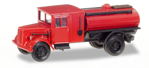 Herpa 307963 HO Scale Fire Tanker - Assembled -- Fire Dept. (red, German lettering)