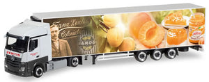 Herpa 308878 HO Scale Mercedes-Benz Actros Tractor with Reefer Trailer - Assembled -- Zentis (125th Anniversary, Full-Color Graphics, white Tractor)