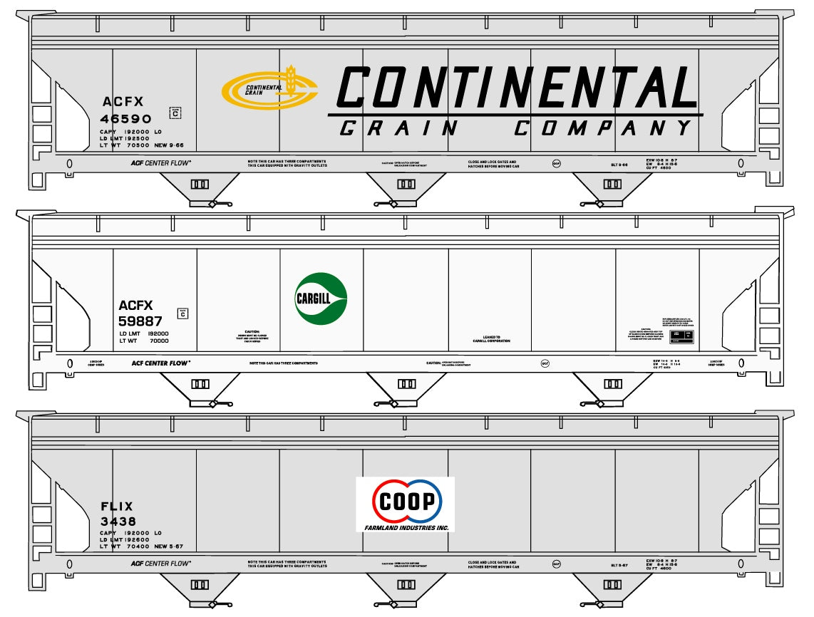 Accurail 8087 3 Bay Acf Cvd Hoppers 3 Pk