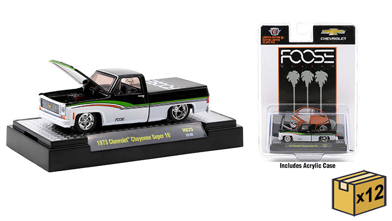 M2Machines 31500-HS25-CASE 1/64 Scale Chip Foose - 1973 Chevrolet Cheyenne Super 10