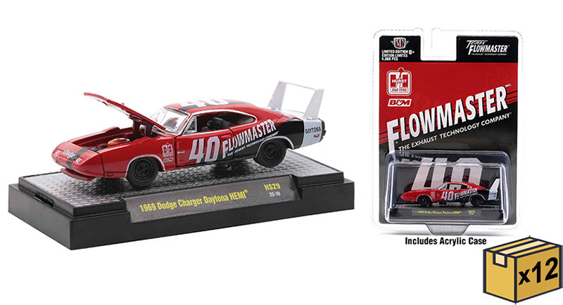 M2Machines 31500-HS29-CASE 1/64 Scale Flowmaster - 1969 Dodge Charger Daytona HEMI