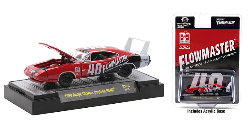 M2Machines 31500-HS29 1/64 Scale Flowmaster - 1969 Dodge Charger Daytona HEMI Special