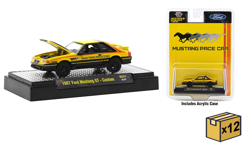 M2Machines 31500-HS31-CASE 1/64 Scale 1987 Ford Mustang GT Custom Pace Car