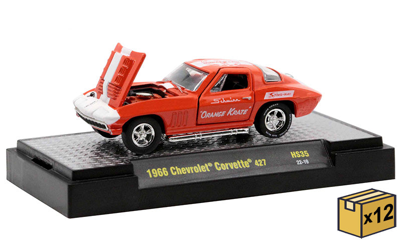 M2Machines 31500-HS35-CASE 1/64 Scale Schwinn Orange Krate - 1966 Chevrolet Corvette 427