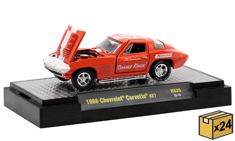 M2Machines 31500-HS35-MSTR 1/64 Scale Schwinn Orange Krate - 1966 Chevrolet Corvette 427