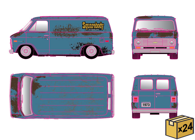 M2Machines 31500-HS47-MSTR 1/64 Scale Squarebody Syndicate - 1973 Chevrolet G10 Van Smoke