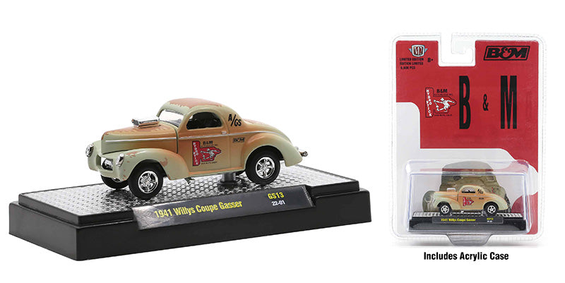 M2Machines 31600-GS13 1/64 Scale B&M Automotive - 1941 Willys Coupe Gasser