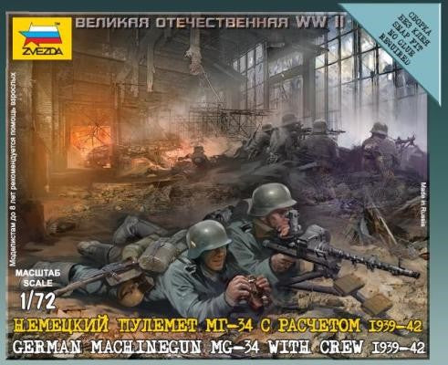 Zvezda 6106 1/72 German Machine Gun MG34 (2) w/4 Crew 1939-42 (Snap)