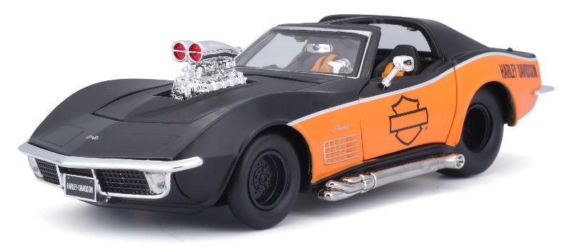 Maisto 32193BKOR 1/24 Scale Harley-Davidson - 1970 Chevrolet Corvette