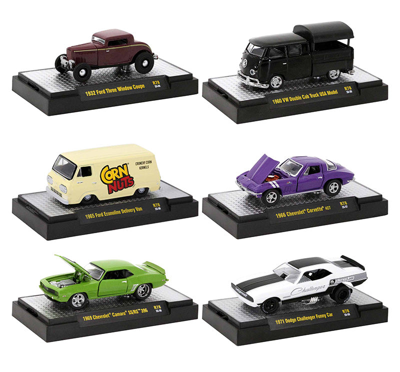 M2Machines 32500-78-CASE 1/64 Scale Auto-Thentics Release 78 - 6-Piece Set Each car