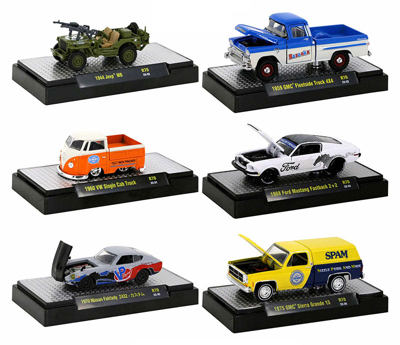 M2Machines 32600-70-CASE 1/64 Scale Detroit-Muscle Release 70 - 6-Piece Case 6-Piece high-detail
